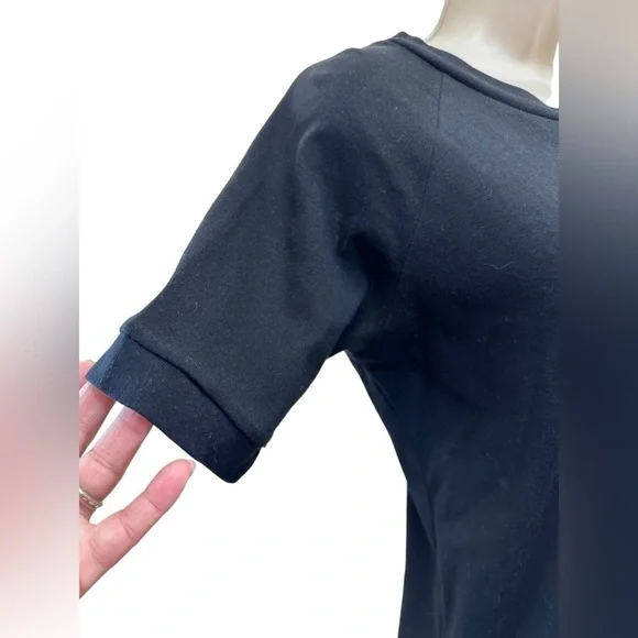 Zero + Maria Cornejo Black Half sleeve fitted crewneck tshirt top